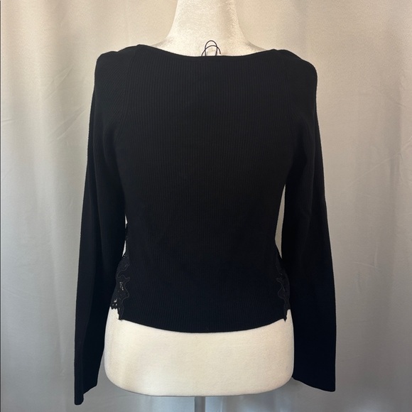 EXPRESS Black Body Contour Cropped Sweater with Lace Detail- NWT-XL - Picture 11 of 15